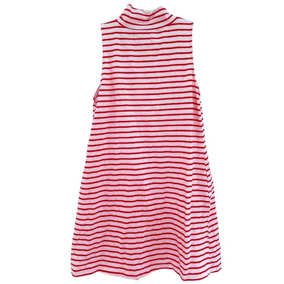 Cotton Red/White Striped Slvlss Turtleneck Dress - Picture 2 of 2